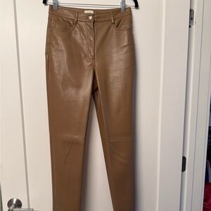 Wilfred Tan Vegan Leather Straight Leg Pants